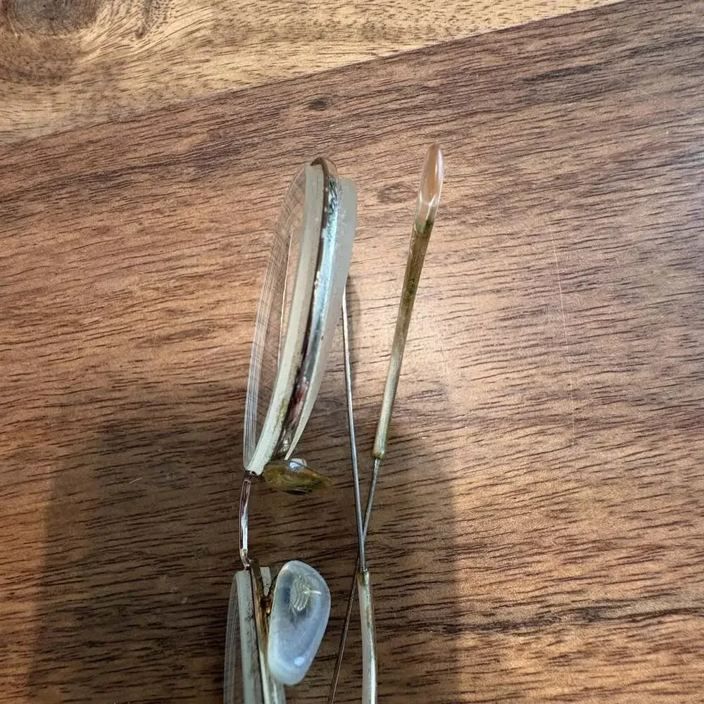 Vintage Elizabeth Arden 302 Gold Oversize Square Full Rim Eyeglasses Italy Women